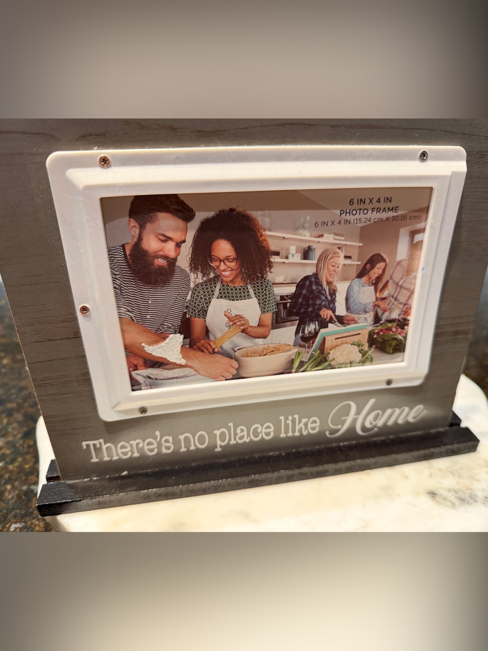 NEW- White and Gray 'There's No Place Like Home' Photo Frame Stand